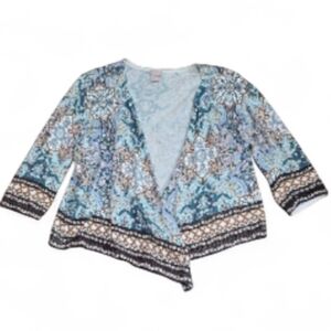 Chico's Medallion Print Boho Open Cardigan